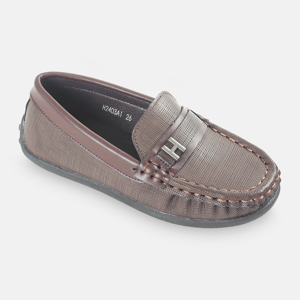 BOY SHOES BROWN TEXTURED