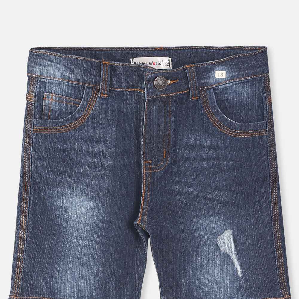 BOY SHORT JEANS BLUE RIPPED DENIM