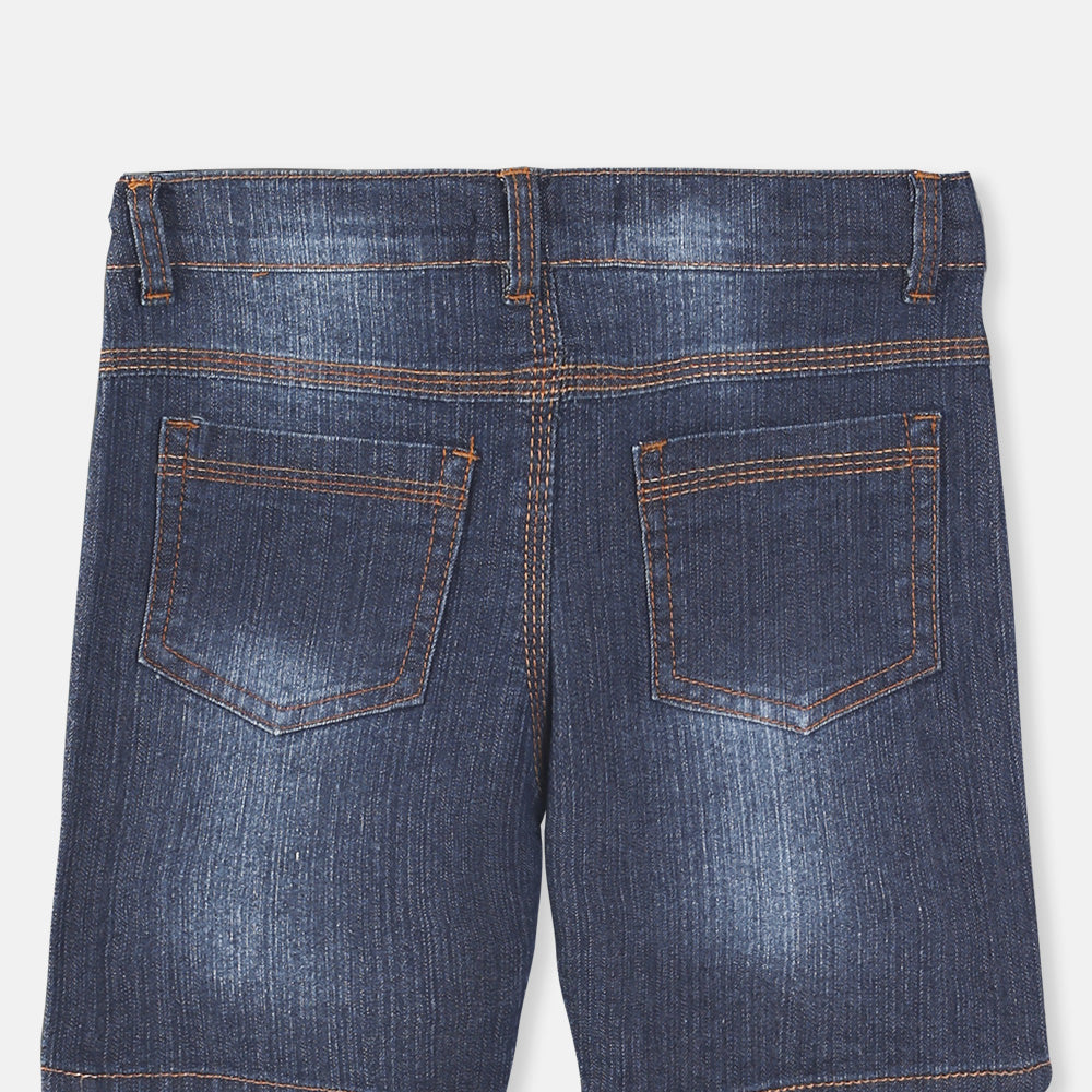 BOY SHORT JEANS BLUE RIPPED DENIM