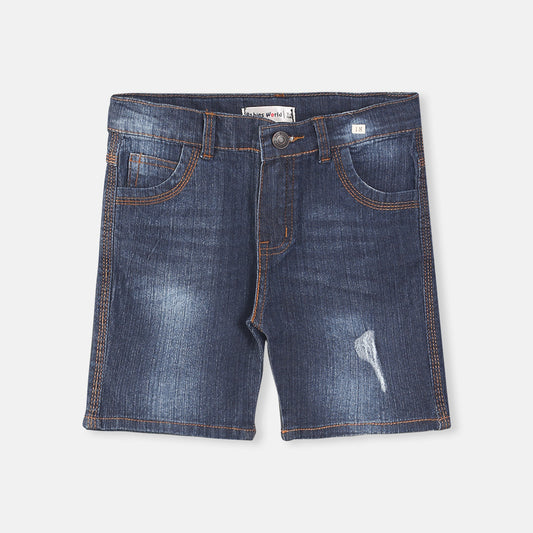 BOY SHORT JEANS BLUE RIPPED DENIM