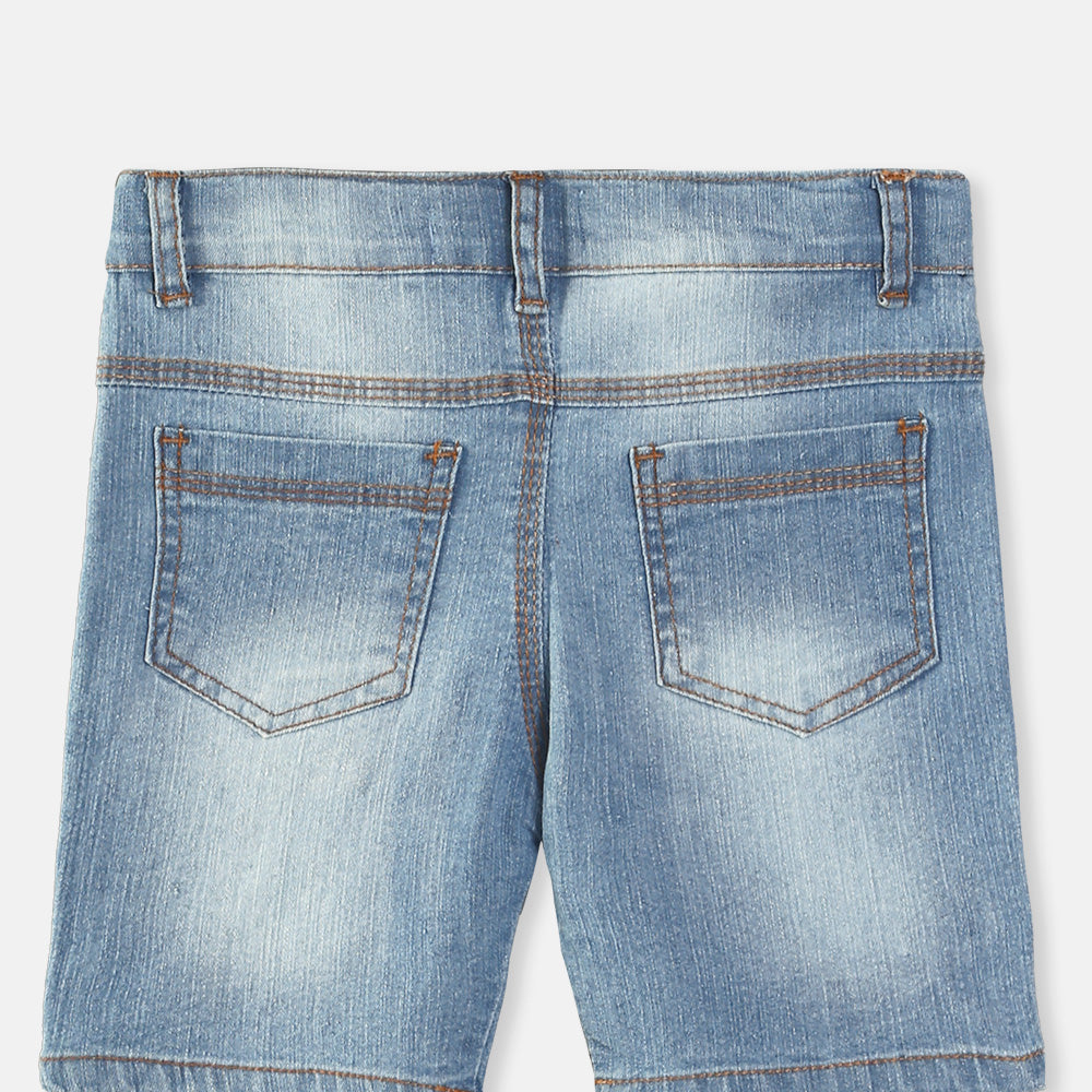 BOY SHORT JEANS LIGHT BLUE RIPPED DENIM