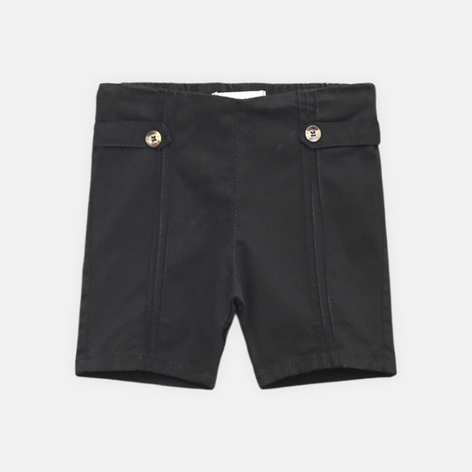 GIRL SHORT BLACK ELASTIC WAIST DENIM