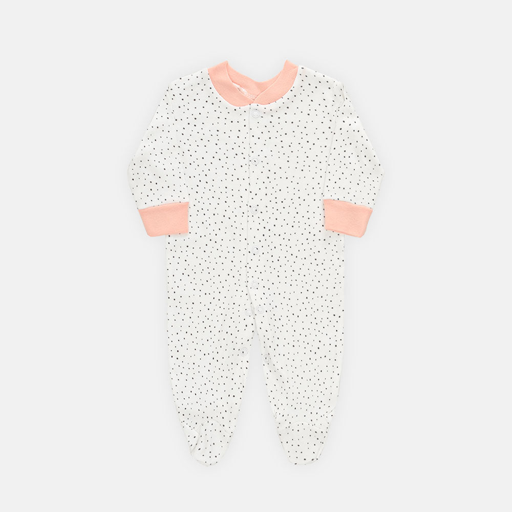 SLEEP SUIT GIRL WHITE POLKA DOT