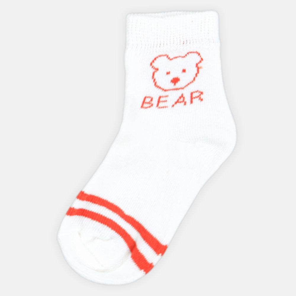 BOY SOCKS PK-2 ORANGE AND WHITE BEAR