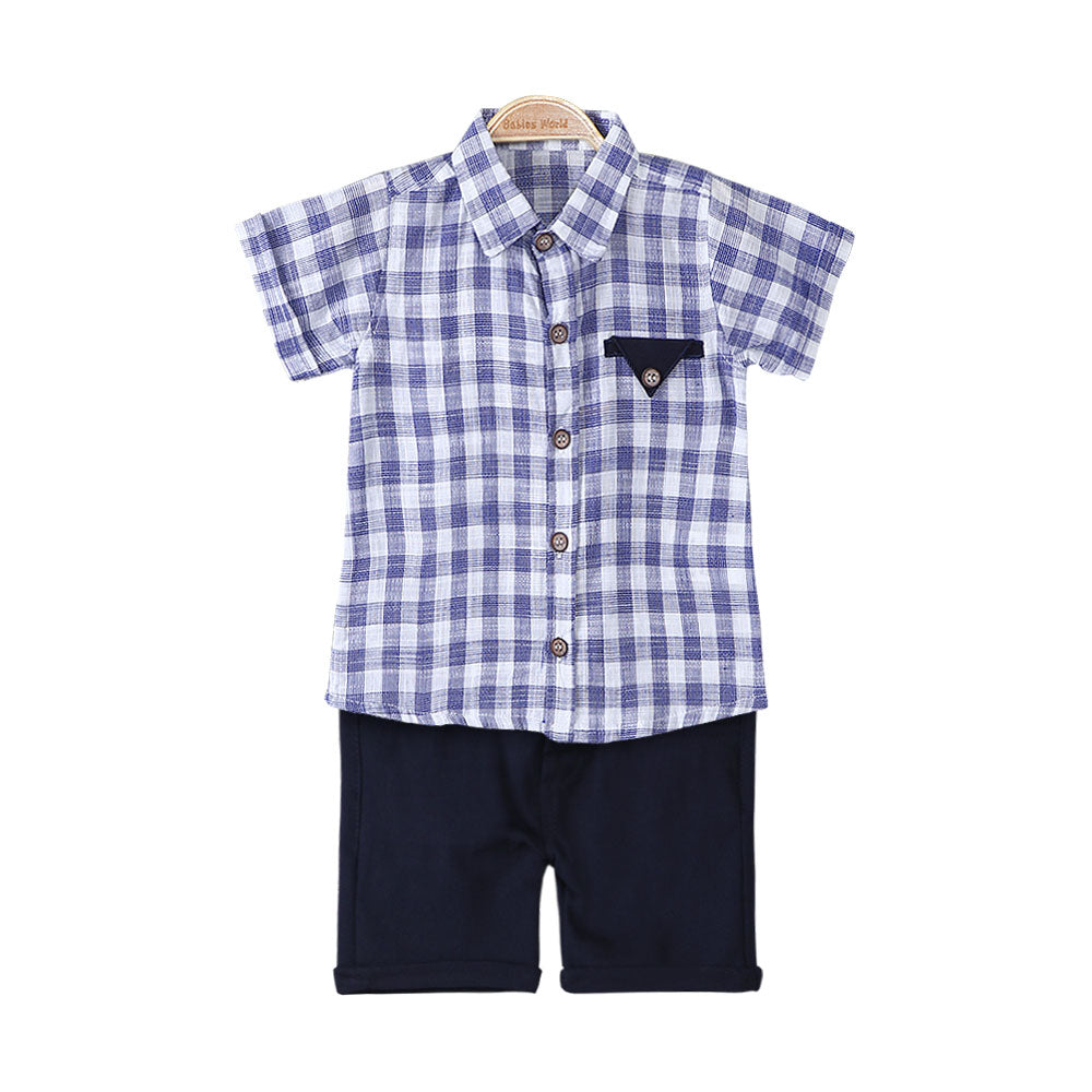BOY SUIT INDIGO CHECKERED