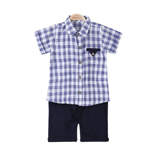 BOY SUIT INDIGO CHECKERED