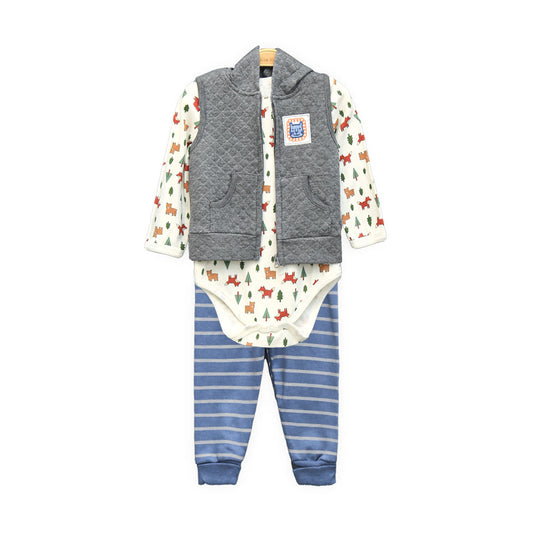 BOY SUIT GREY/WHITE