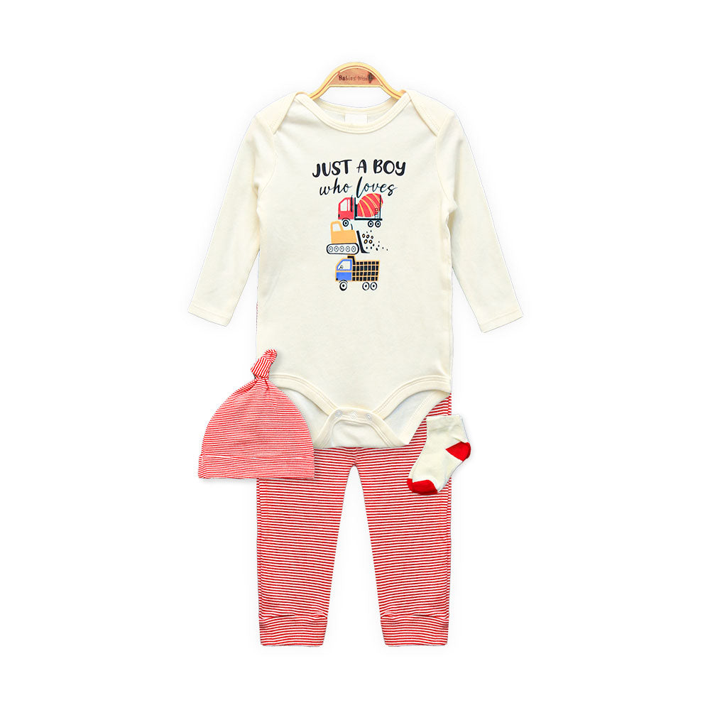 BOY SUIT WHITE/RED