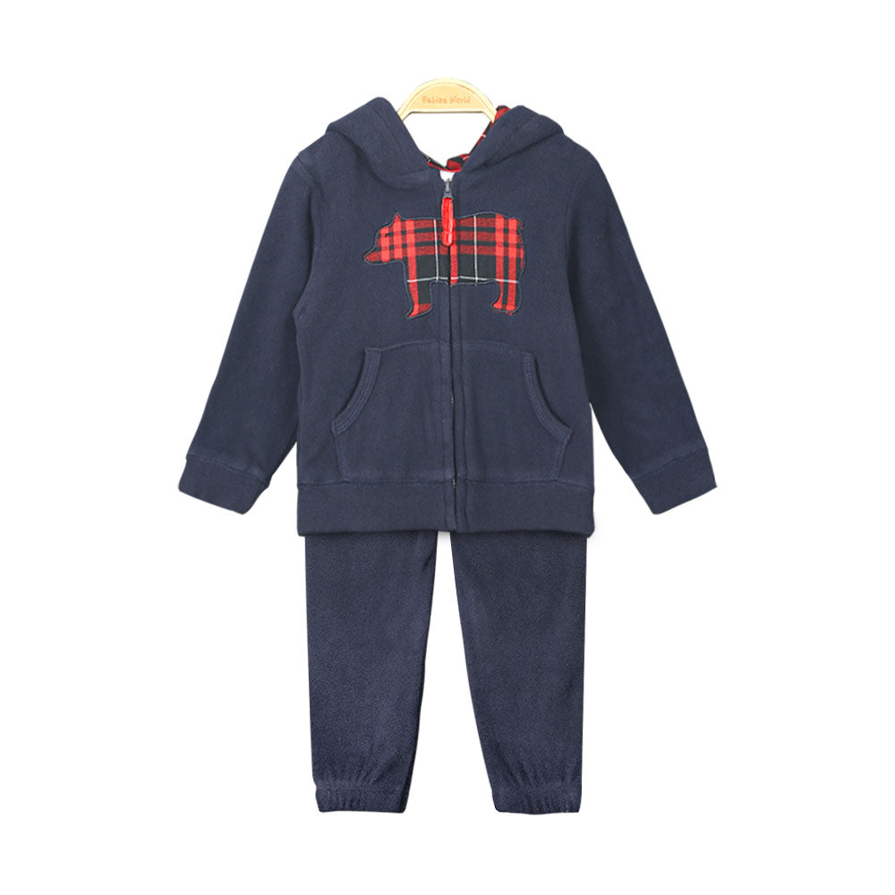 BOY SUIT W/JACKET NAVY FLEECE BEAR