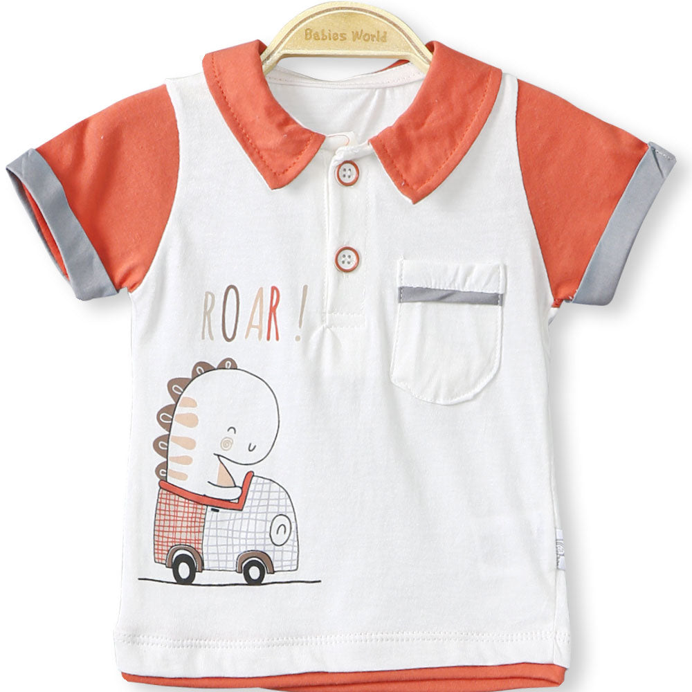 BOY SUIT ORANGE DINO ROAR
