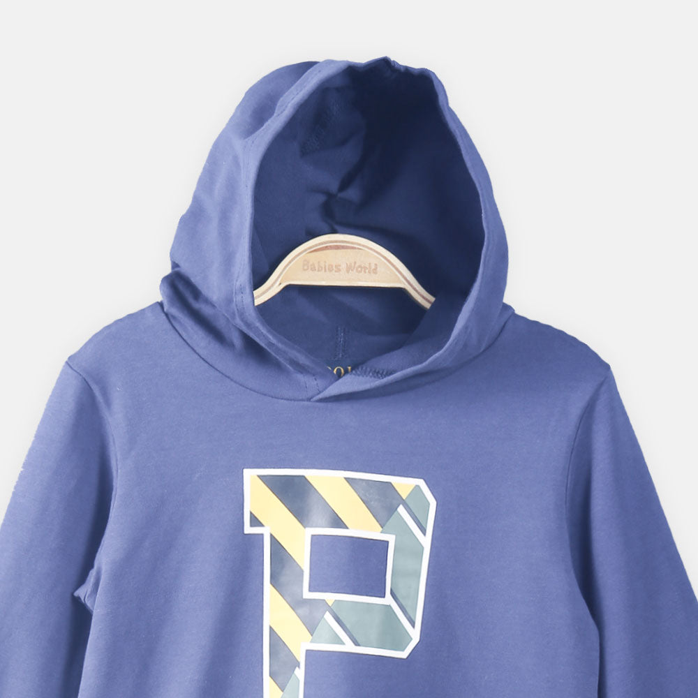 BOY T-SHIRT NAVY BLUE HOOD