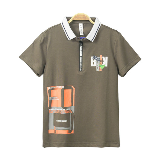 BOY T-SHIRT GREEN COLLARED