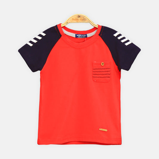 BOY T-SHIRT RED AND BLACK RAGLAN