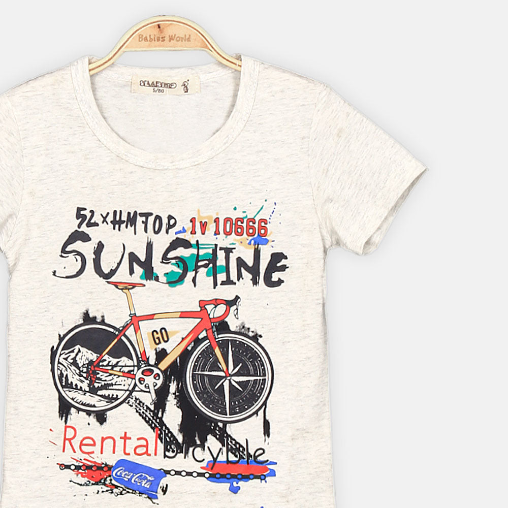 BOY T-SHIRT GRAY BICYCLE