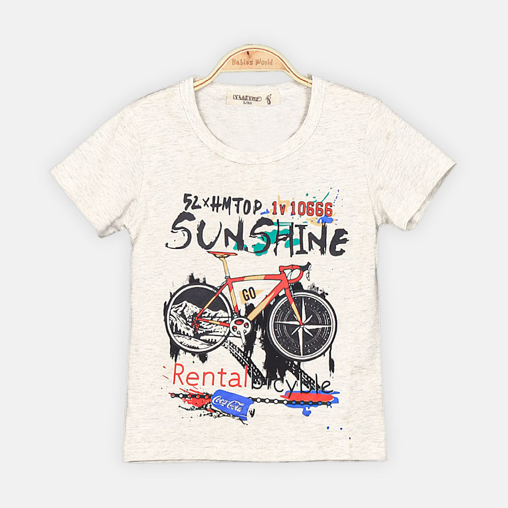 BOY T-SHIRT GRAY BICYCLE