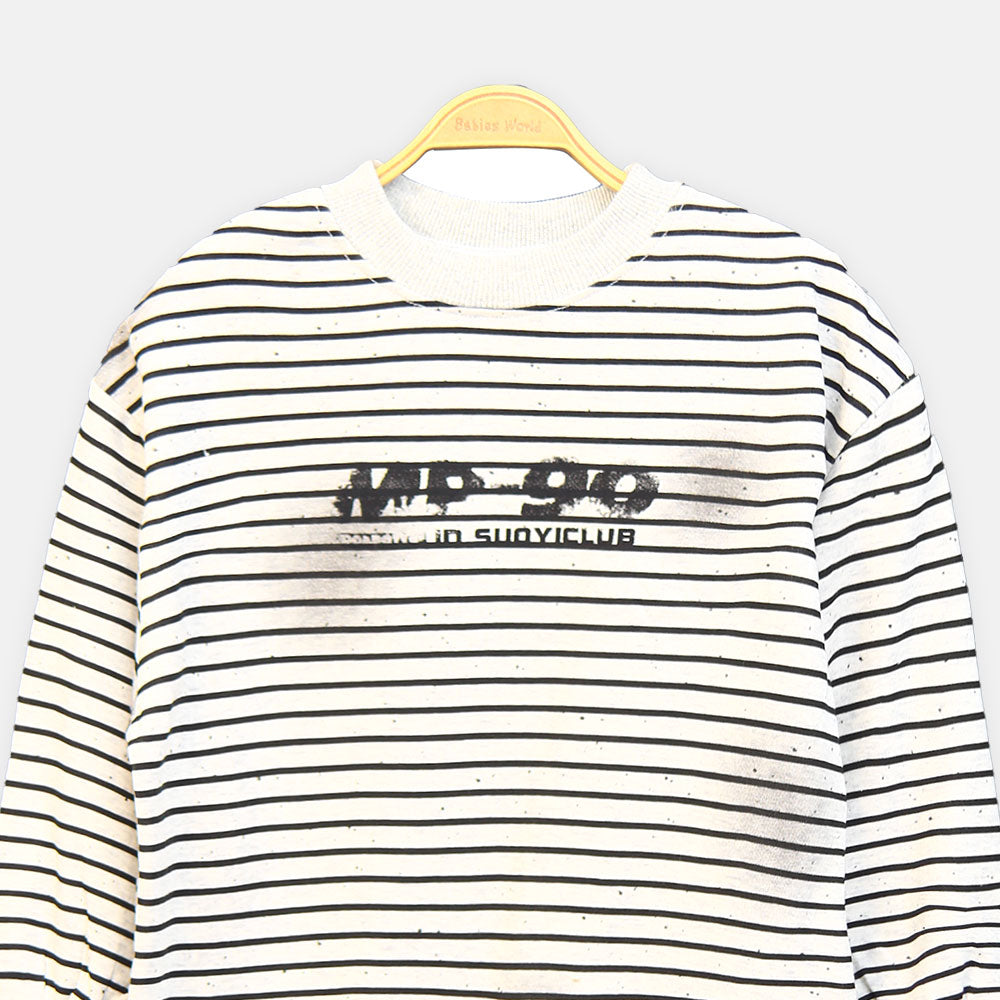 BOY T-SHIRT OFF-WHITE STRIPED CREW