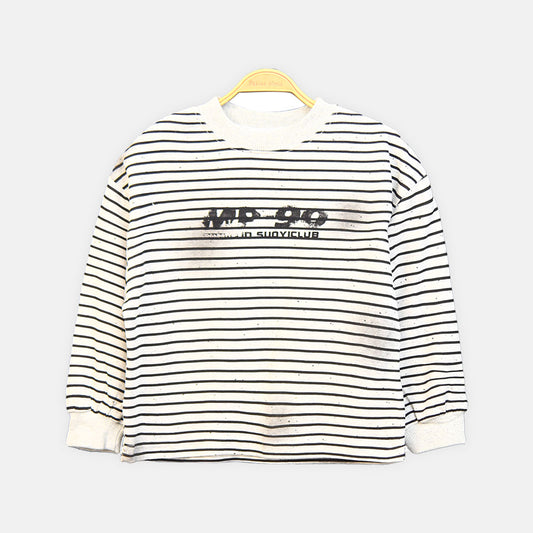 BOY T-SHIRT OFF-WHITE STRIPED CREW