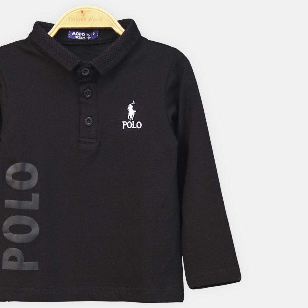 BOY T-SHIRT BLACK LONG-SLEEVE POLO