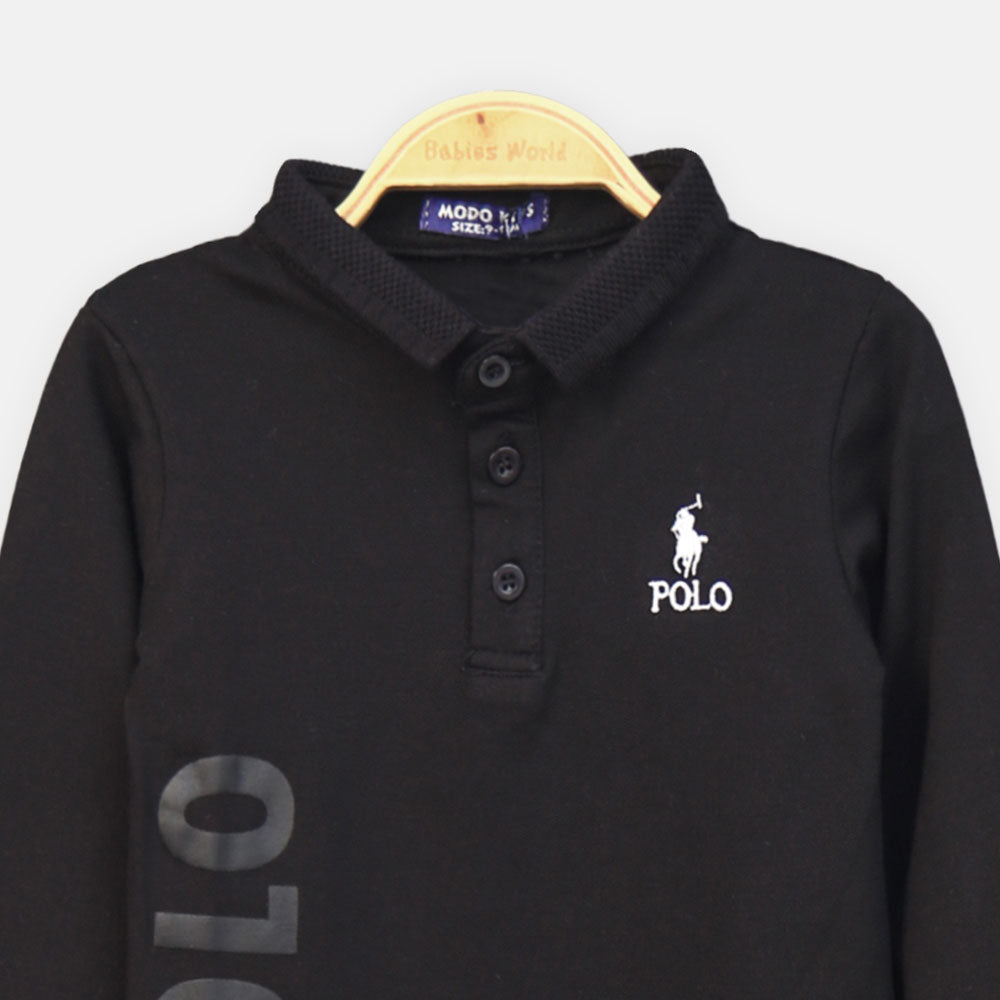 BOY T-SHIRT BLACK LONG-SLEEVE POLO