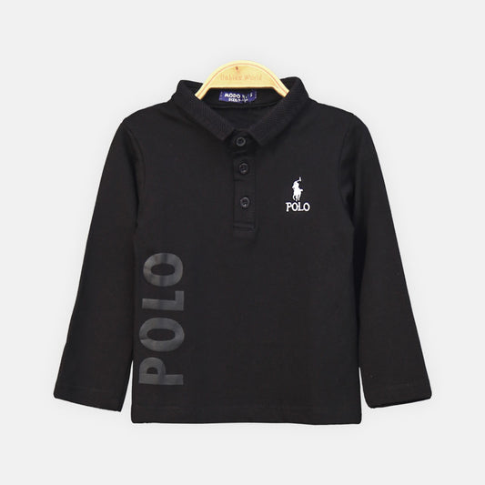 BOY T-SHIRT BLACK LONG-SLEEVE POLO