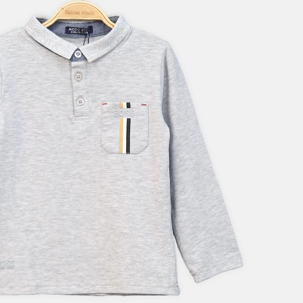 BOY T-SHIRT STRIPED POLO LONG-SLEEVE