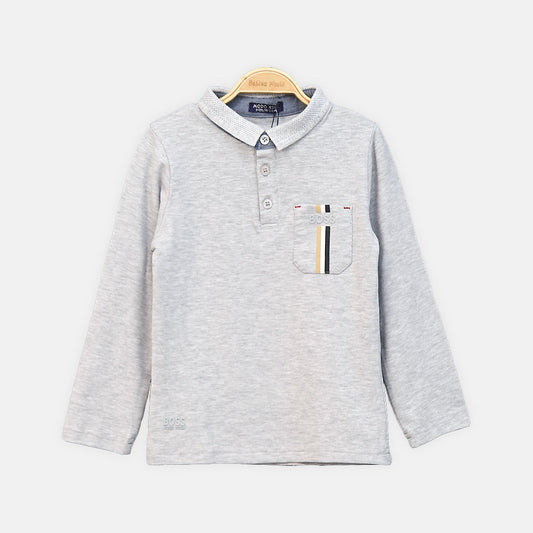 BOY T-SHIRT STRIPED POLO LONG-SLEEVE