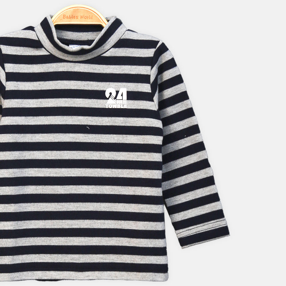 BOY T-SHIRT BLACK AND GREY STRIPED FULL-SLEEVE