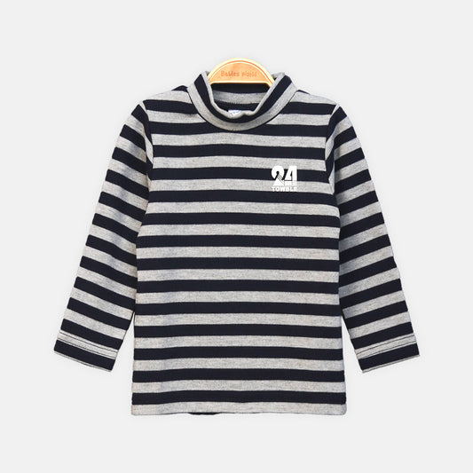 BOY T-SHIRT BLACK AND GREY STRIPED FULL-SLEEVE