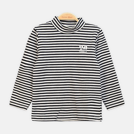 BOY T-SHIRT BLACK AND WHITE STRIPED FULL-SLEEVE