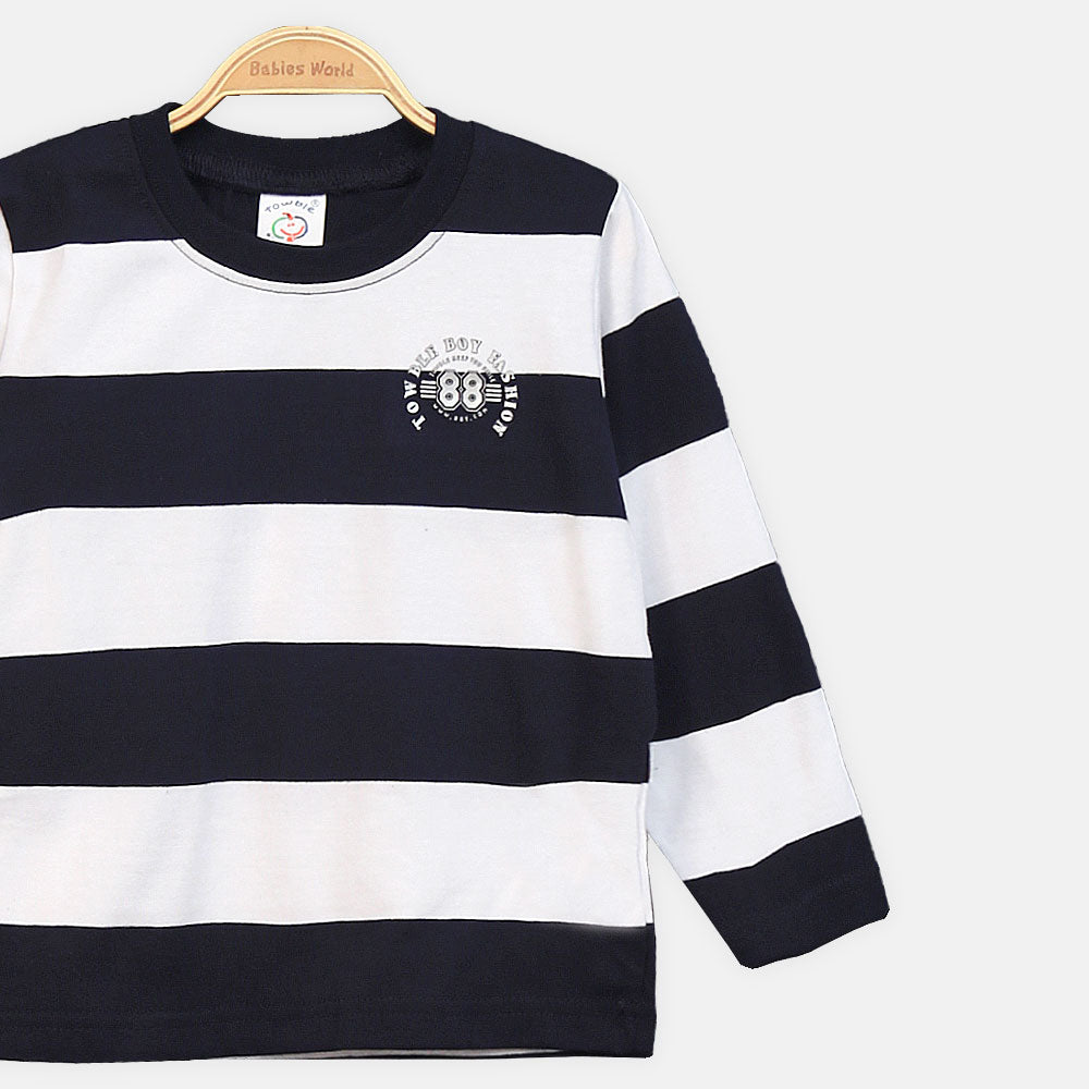 BOY T-SHIRT STRIPED BADGE LONG-SLEEVE