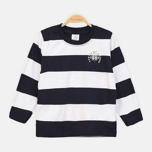 BOY T-SHIRT STRIPED BADGE LONG-SLEEVE