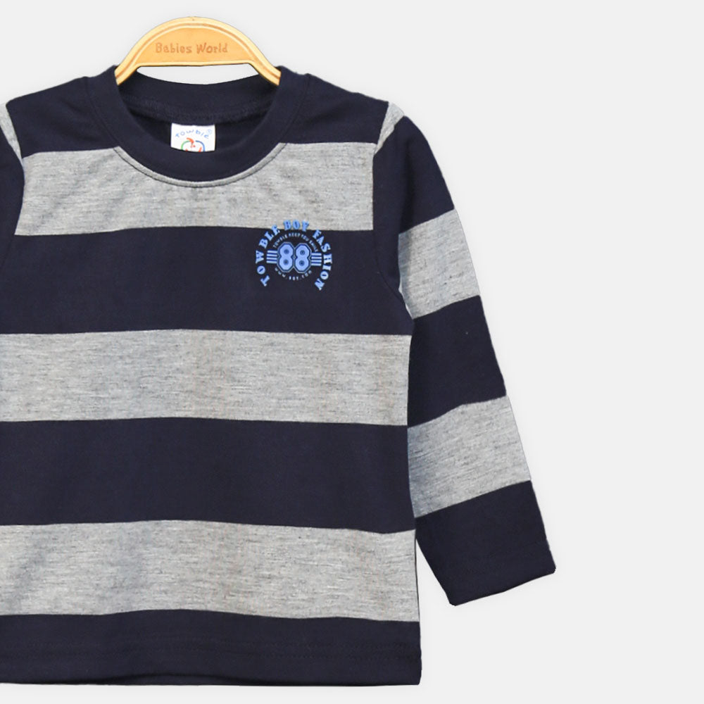 BOY T-SHIRT STRIPED BADGE LONG-SLEEVE