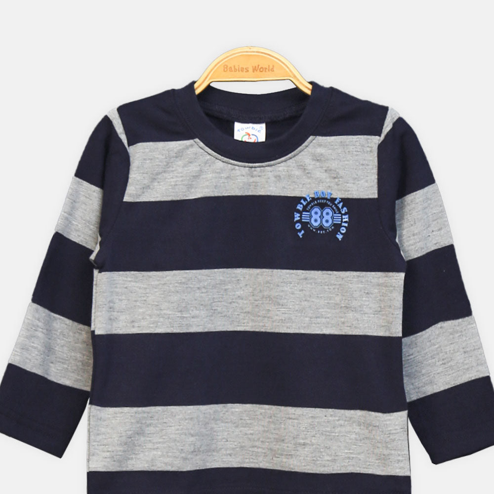 BOY T-SHIRT STRIPED BADGE LONG-SLEEVE