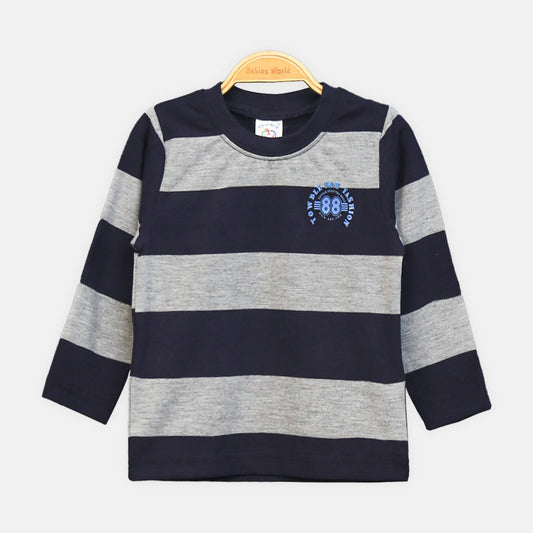 BOY T-SHIRT STRIPED BADGE LONG-SLEEVE