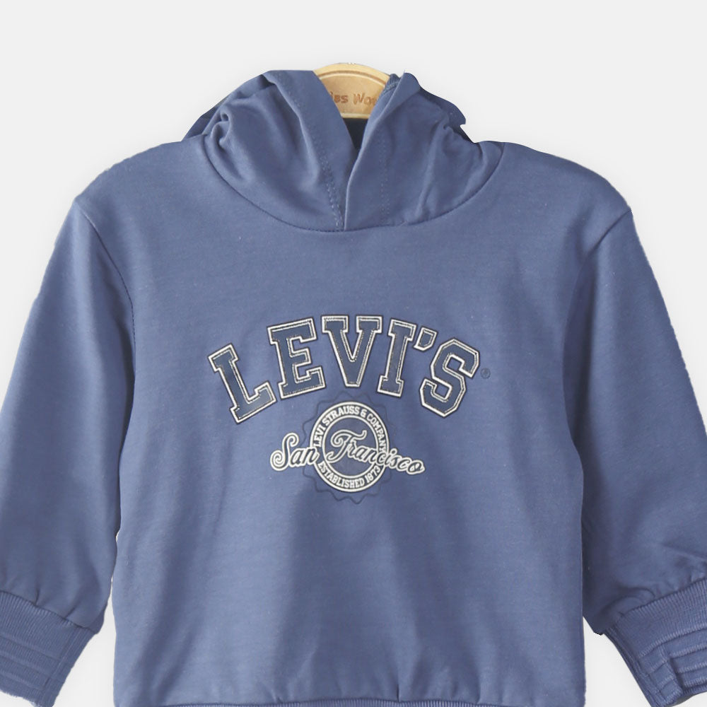BOY T-SHIRT AZURE BLUE LEVIS HOODED