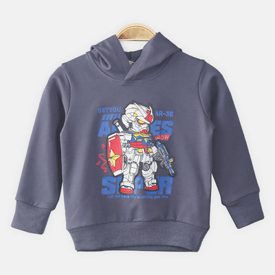 BOY T-SHIRT GREY ANIME HOODED