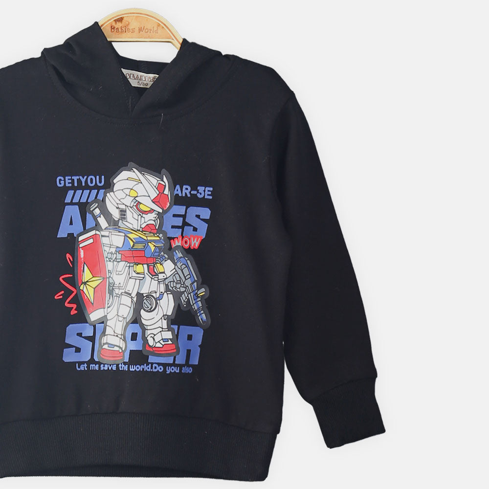 BOY T-SHIRT BLACK ANIME HOODED