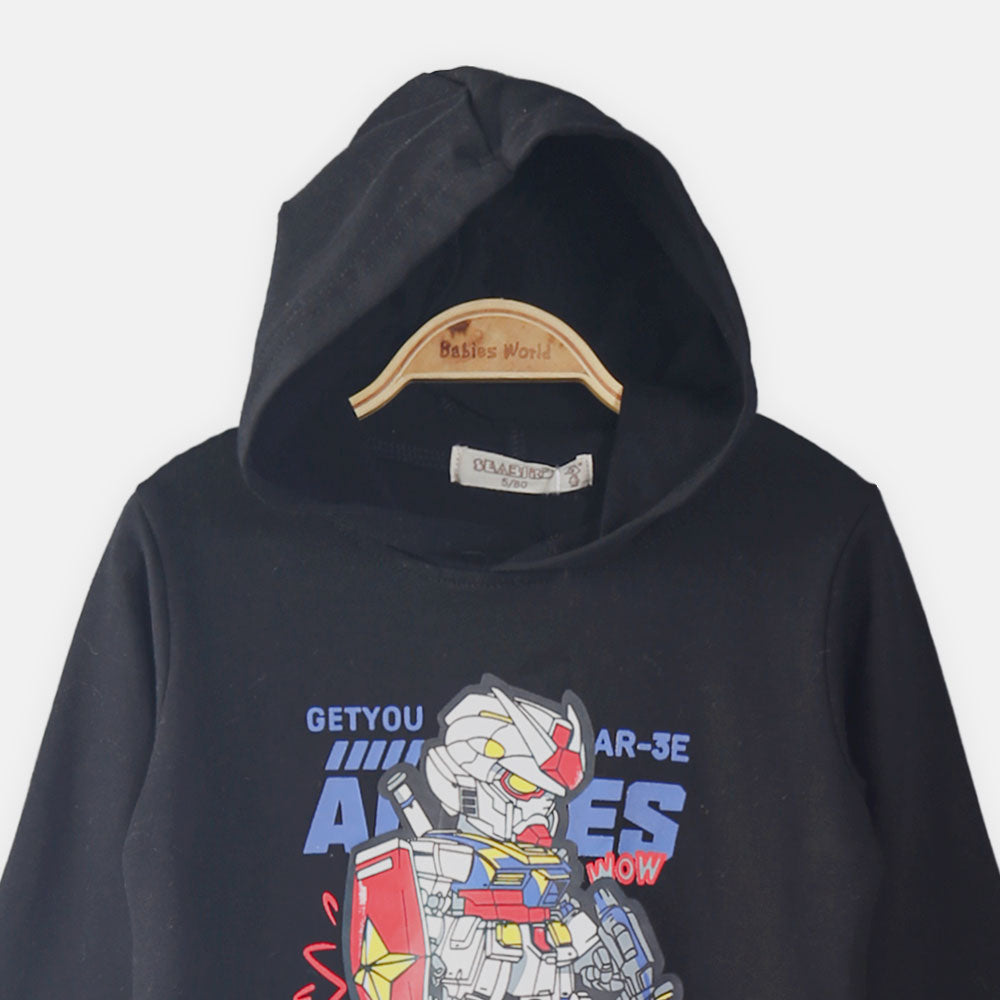 BOY T-SHIRT BLACK ANIME HOODED