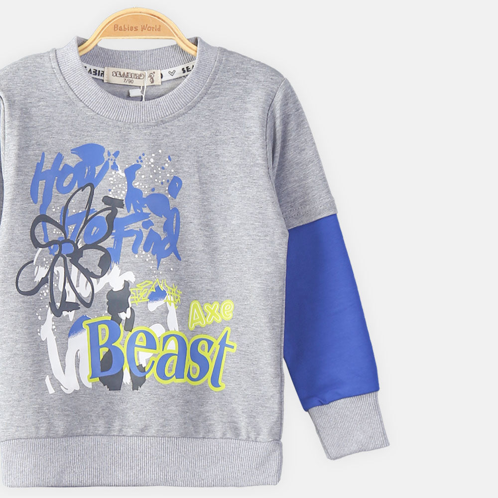 BOY T-SHIRT GREY GRAPHIC PRINT