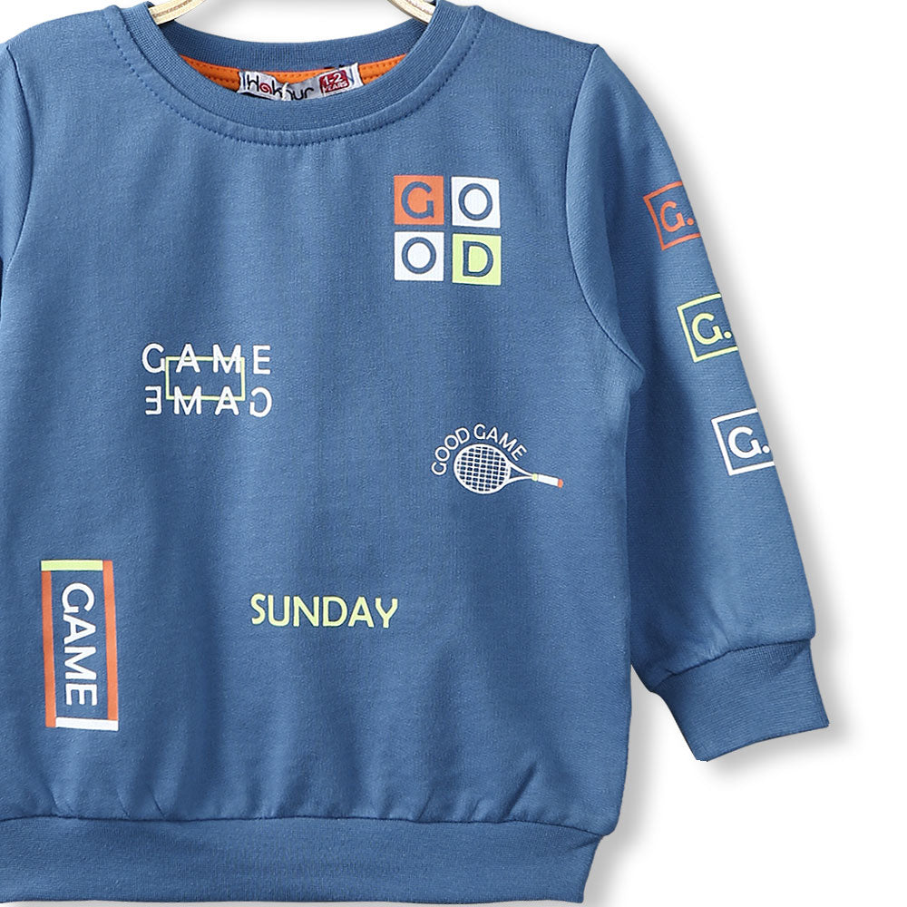 BOY T-SHIRT CERULEAN BLUE SUNDAY TENNIS GAME