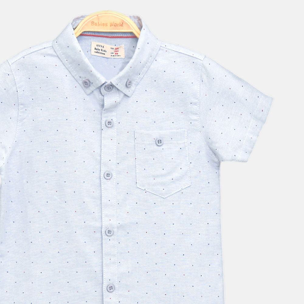BOY SHIRT SKY BLUE POLKA DOT HALF-SLEEVE