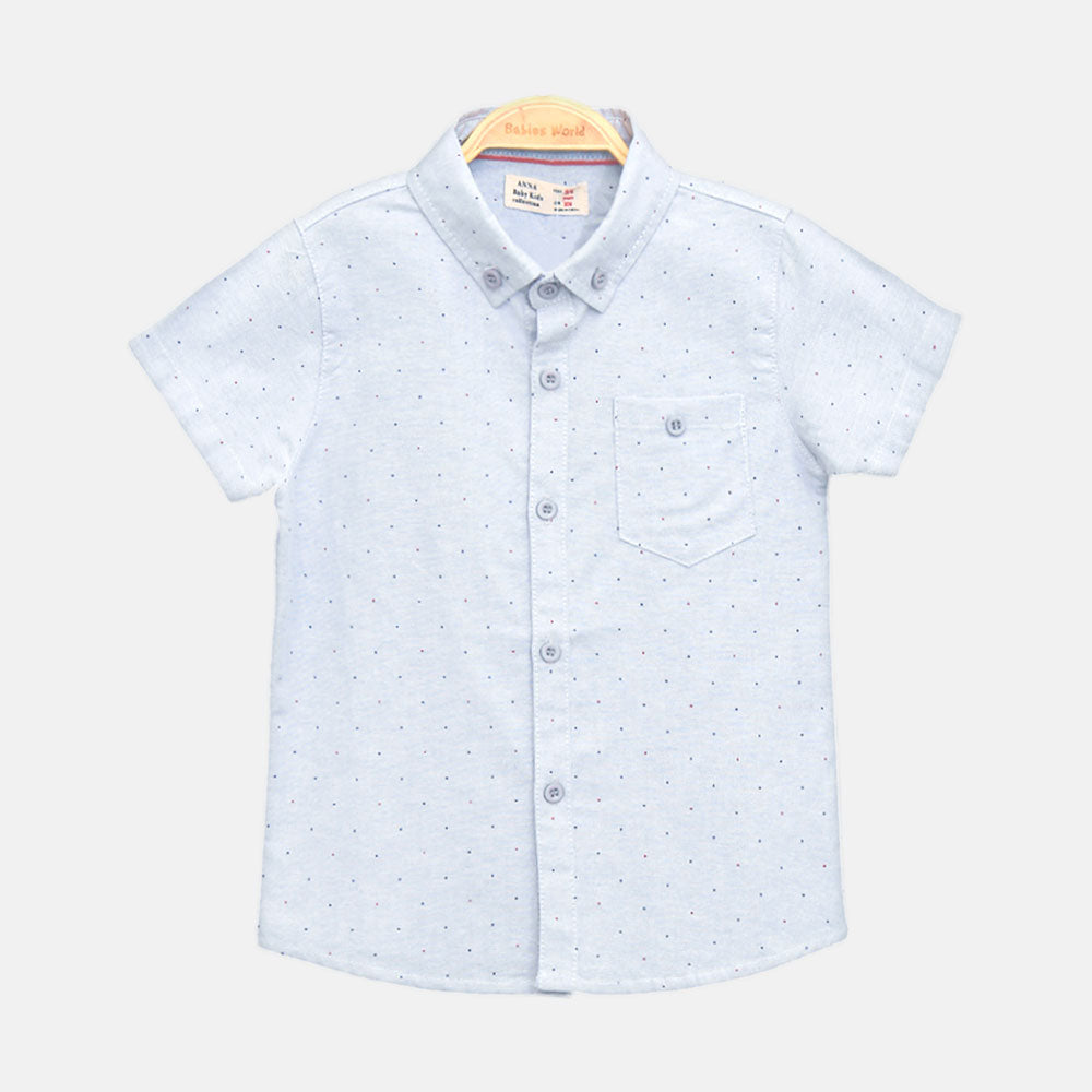 BOY SHIRT SKY BLUE POLKA DOT HALF-SLEEVE