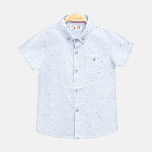 BOY SHIRT SKY BLUE POLKA DOT HALF-SLEEVE