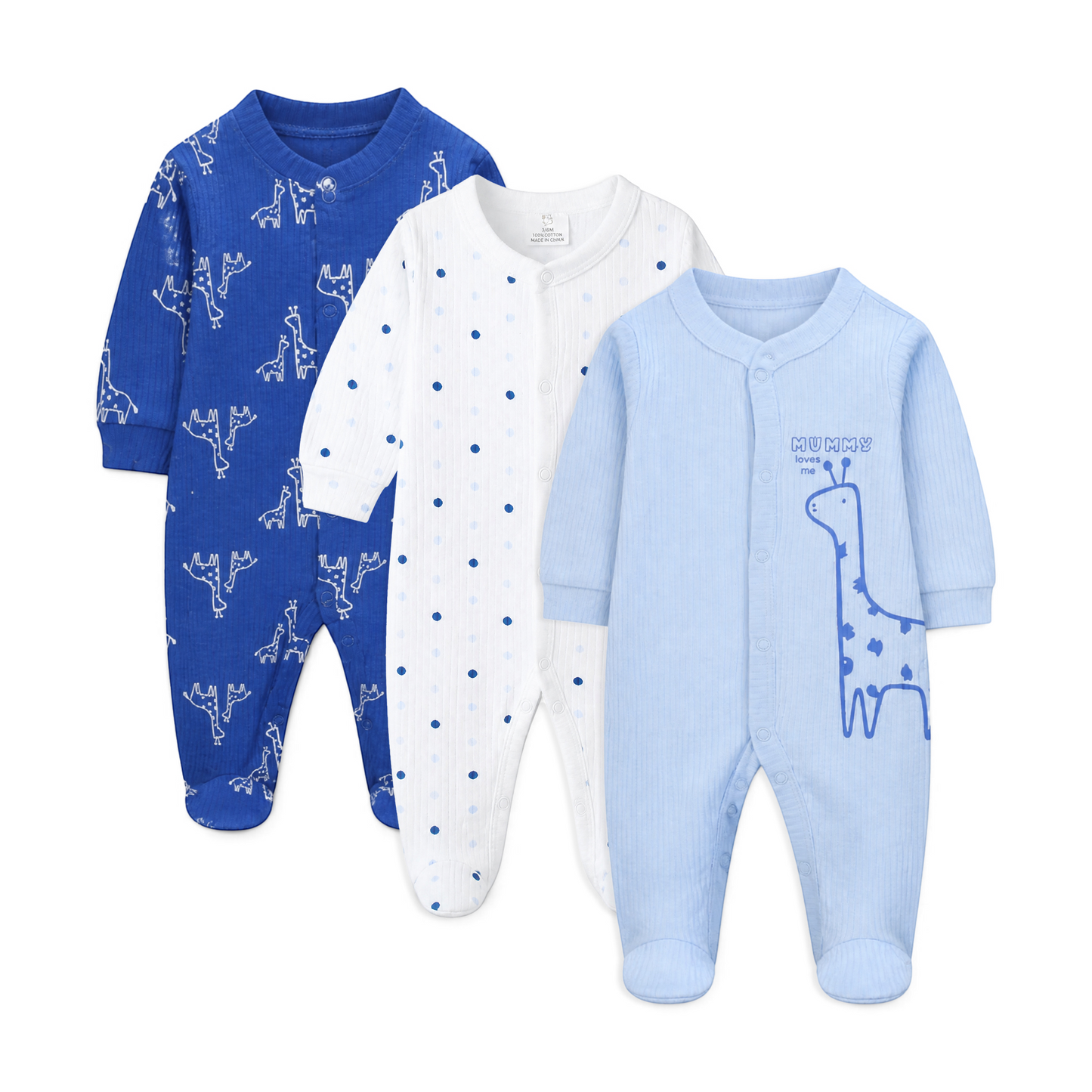 GIRAFFE SLEEP SUITS BOYS PK-3
