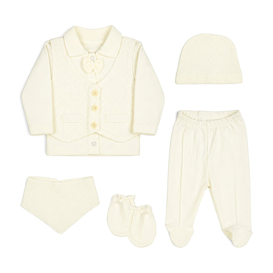 CREAM VEST-STYLE BABY BOY GIFT SET