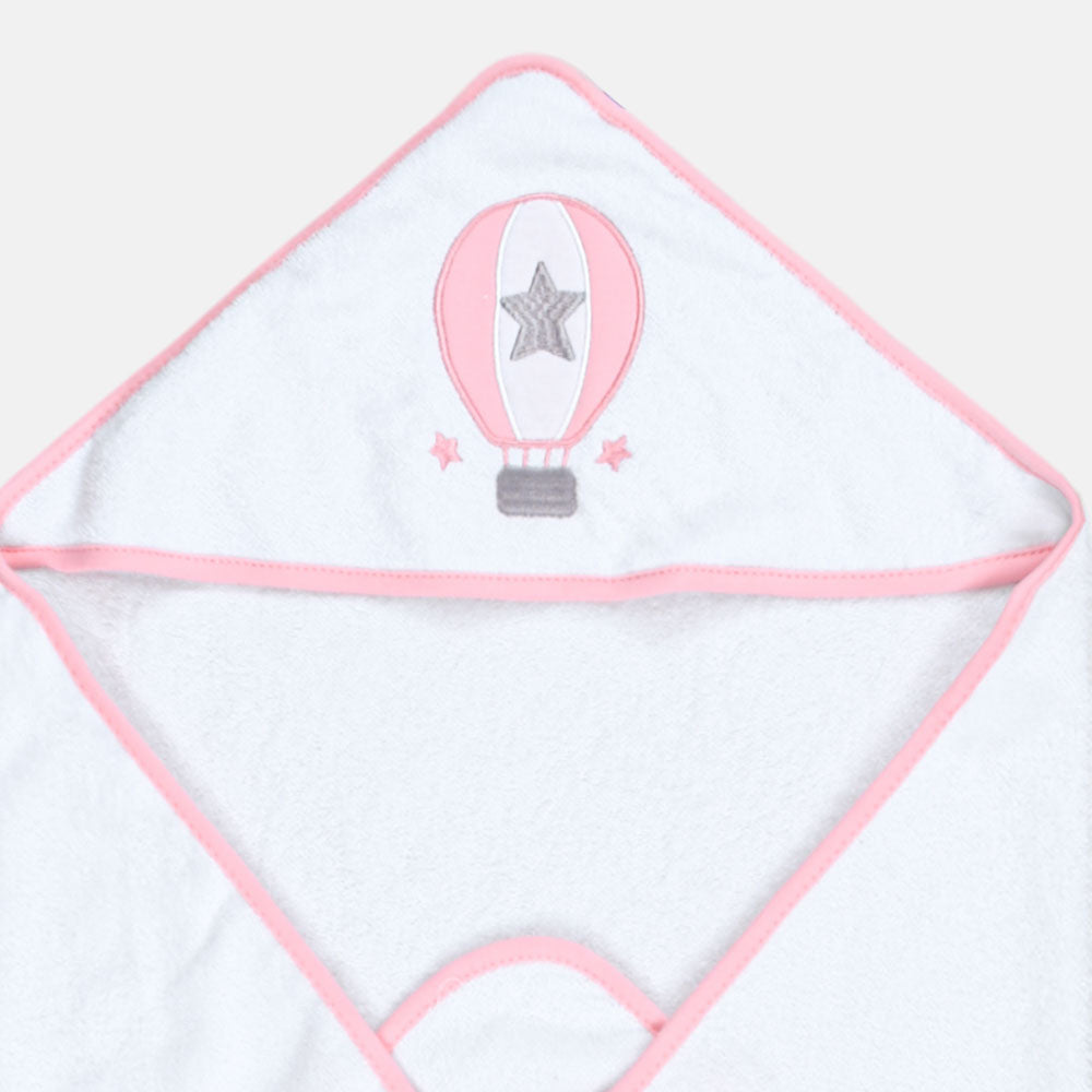 BATH TOWEL WITH 4 FACE TOWELS PINK / WHITE