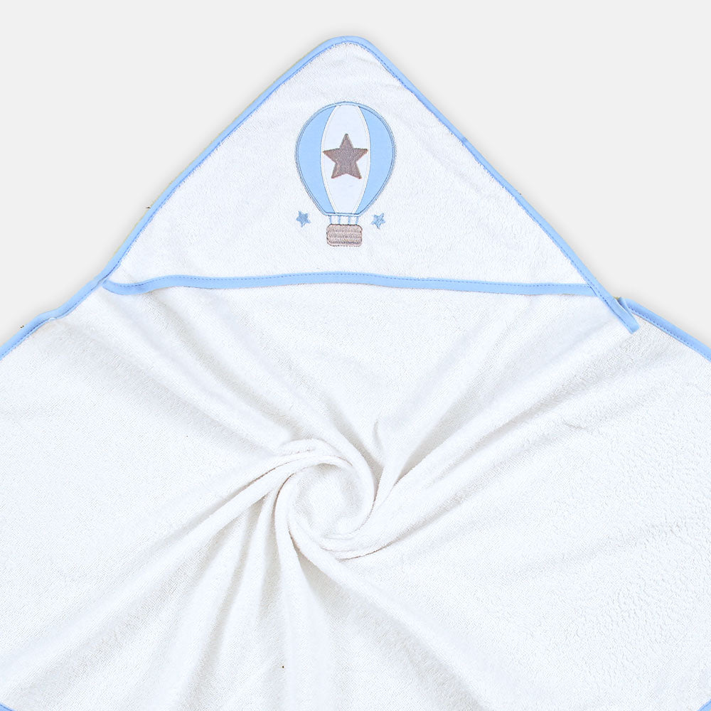 BATH TOWEL WITH 4 FACE TOWELS BLUE / WHITE
