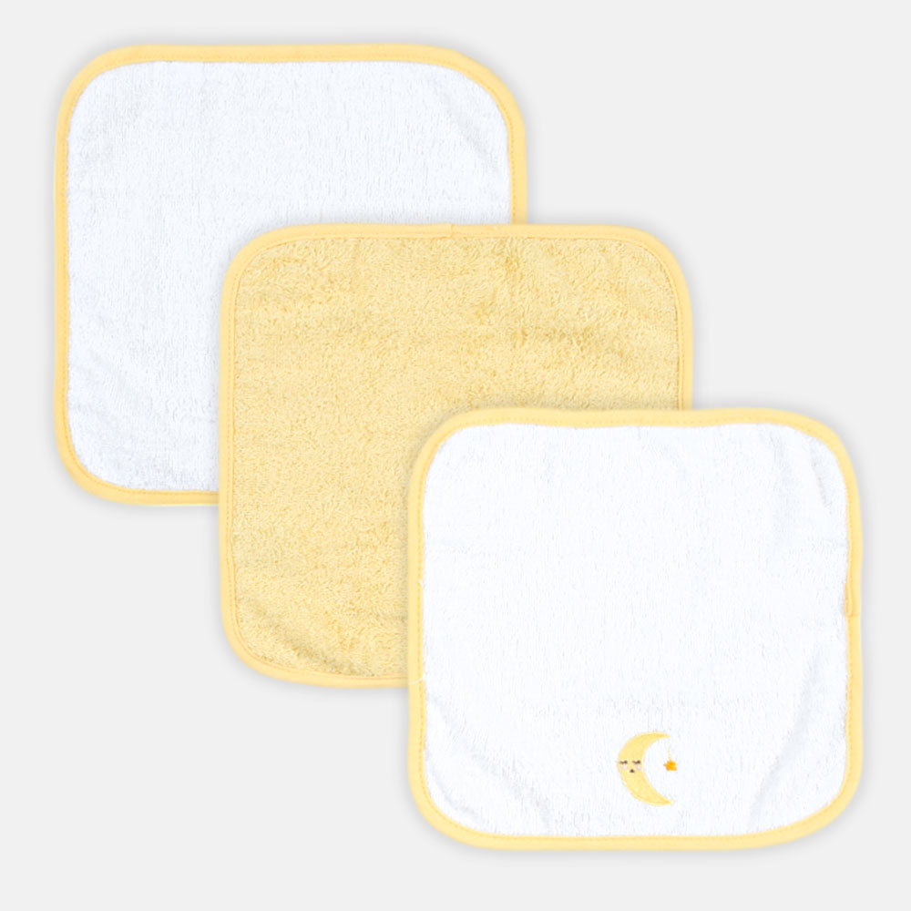 BATH TOWEL WITH 4 FACE TOWELS YELLOW / WHITE