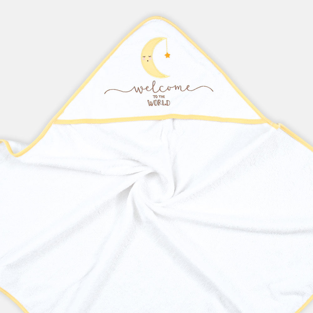 BATH TOWEL WITH 4 FACE TOWELS YELLOW / WHITE