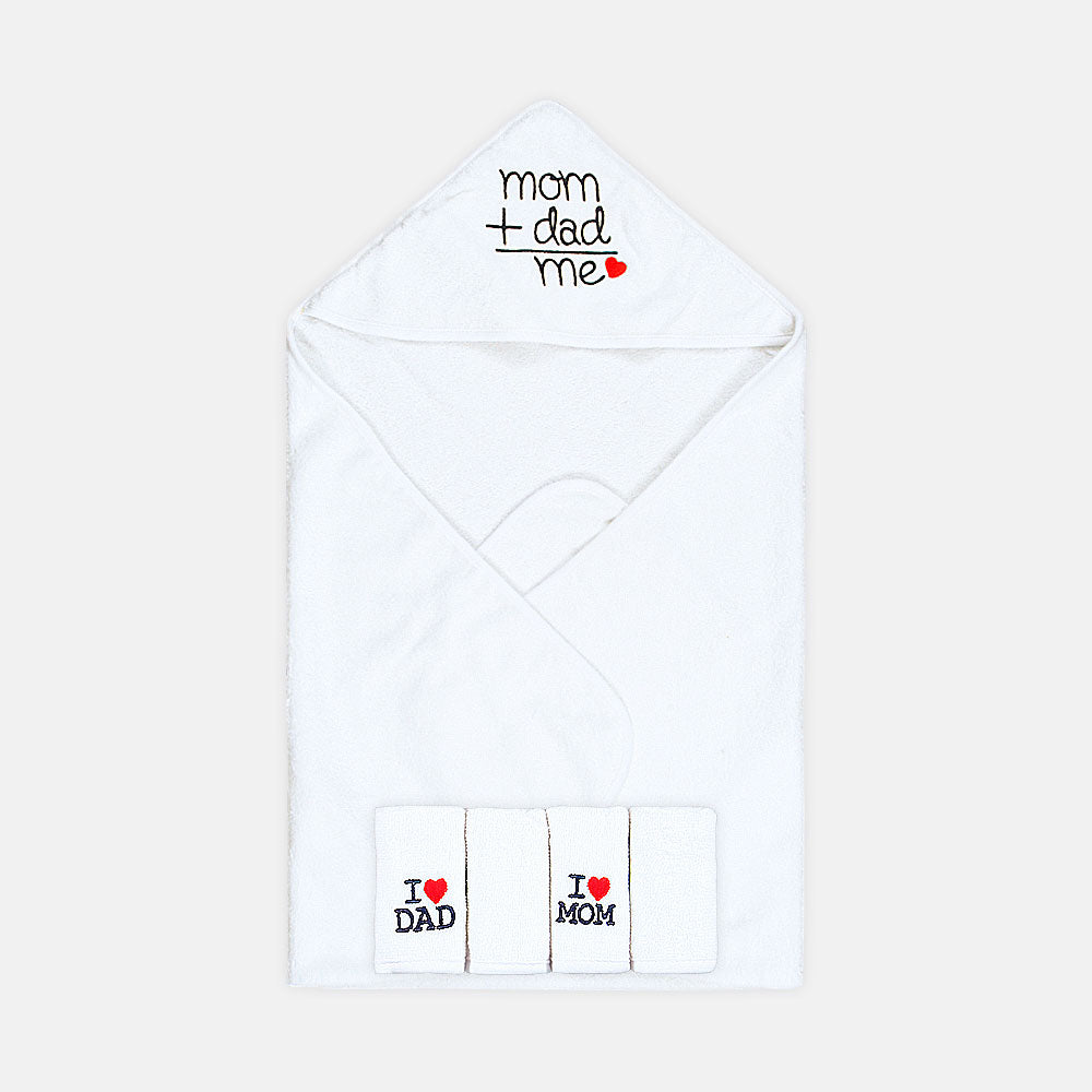 BATH TOWEL WITH 4 FACE TOWELS WHITE